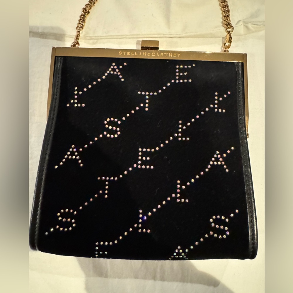 Stella McCartney Black Clutch with Crystal Accents